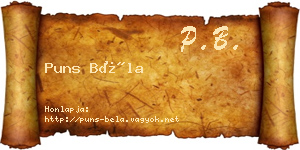 Puns Béla névjegykártya